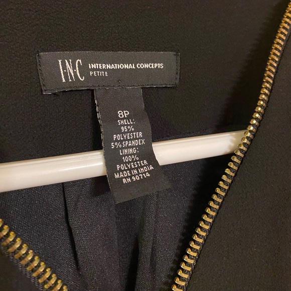 INC International Concepts Women’s Black Long-Sleeve Tunic Dress w/ Gold Zipper - Picture 6 of 8